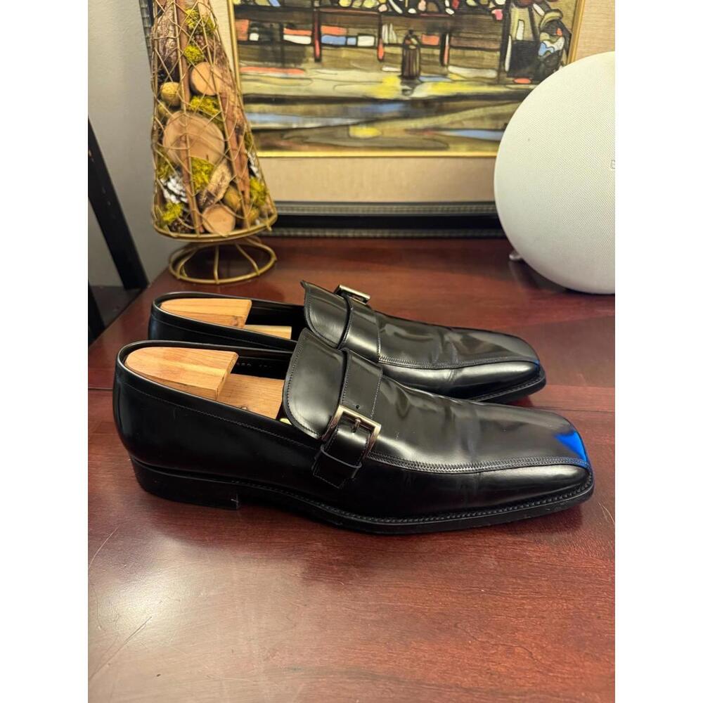 Vintage PRADA Black Leather Penny Loafers Shoes Men’s Size UK 10.5-US 9.5